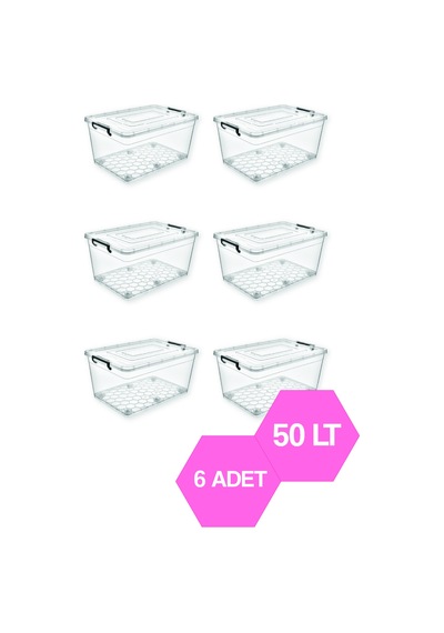 Tekerlekli Petek Saklama Kabı 50lt 6 Adet Şeffaf