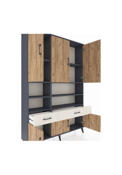 Arges Dolap 8 Raflı 2 Çekmeceli 6 Kapaklı 132x30x195 Antrasit... Antrasit