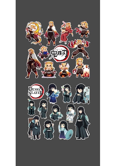 Rengoku-senjuro- Muichiro- Tokito -demon Slayer-2li Çıkartma-etiket-süsleme-