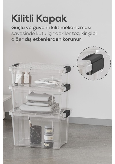 Vienev 2'li 34 Litre Kilitli Kapaklı Saklama Ve Erzak Kutusu 33116