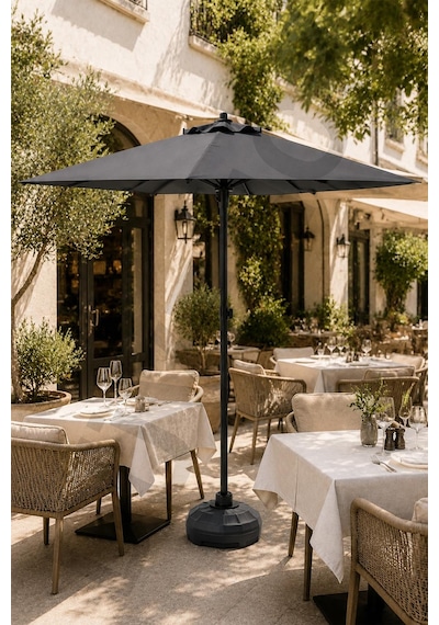 Alubrella Antrasit Kare Güneş Şemsiyesi, 210x210 / 8 Telli, Bidonlu