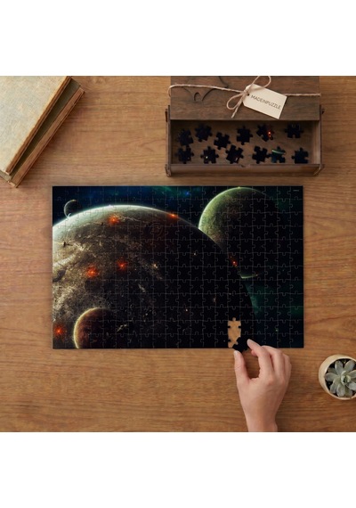Gezegenler - Güneş Sistemi Tasarımı 240 Parça Ahşap Puzzle Ahşap Kutuda Mpy60271