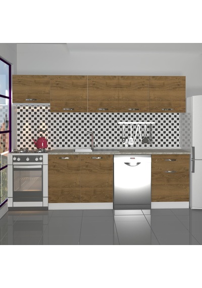 Decoraktiv Elite 280 Mdf Hazır Mutfak Dolabı - Tezgah Dahil - Naturel Pera Meşe