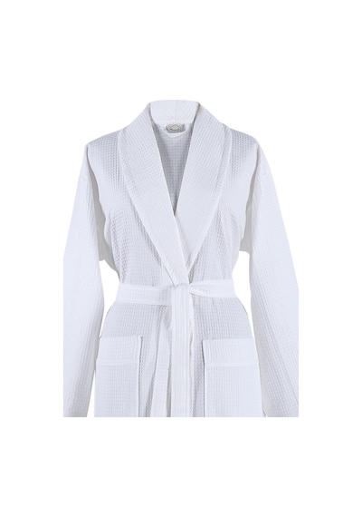 Zeynep Tekstil Waffle Pike %100 Pamuklu Bornoz Unisex Premium Yeni Trend Bornozu 153-99-1312-4 Beyaz