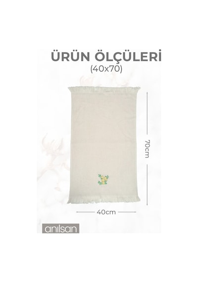 2'li Bej Yeşil Zeytin Detaylı Mutfak Havlusu %100 Pamuk - 40x70 Cm El Ve Yüz Havlusu