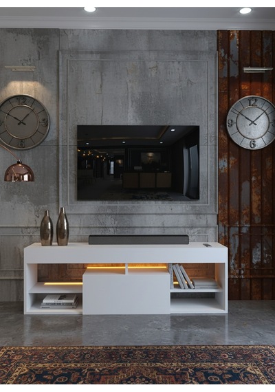Resital Ledli Tv Ünitesi L1501-1 Beyaz Beyaz