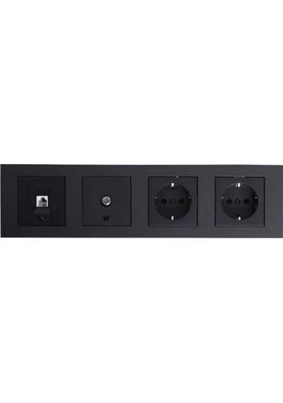 Ovivo Grano Siyah Dörtlü Set Numerins Telefon +tv+priz+priz