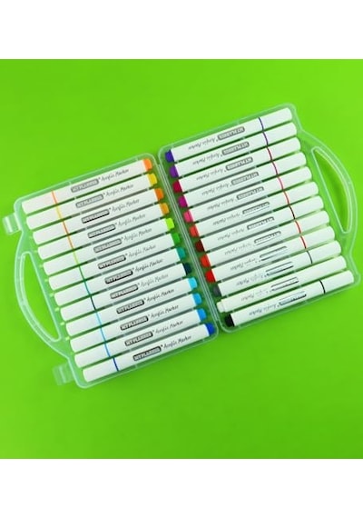 24 Renk Akrilik Marker Kalem Seti 124-Pembe