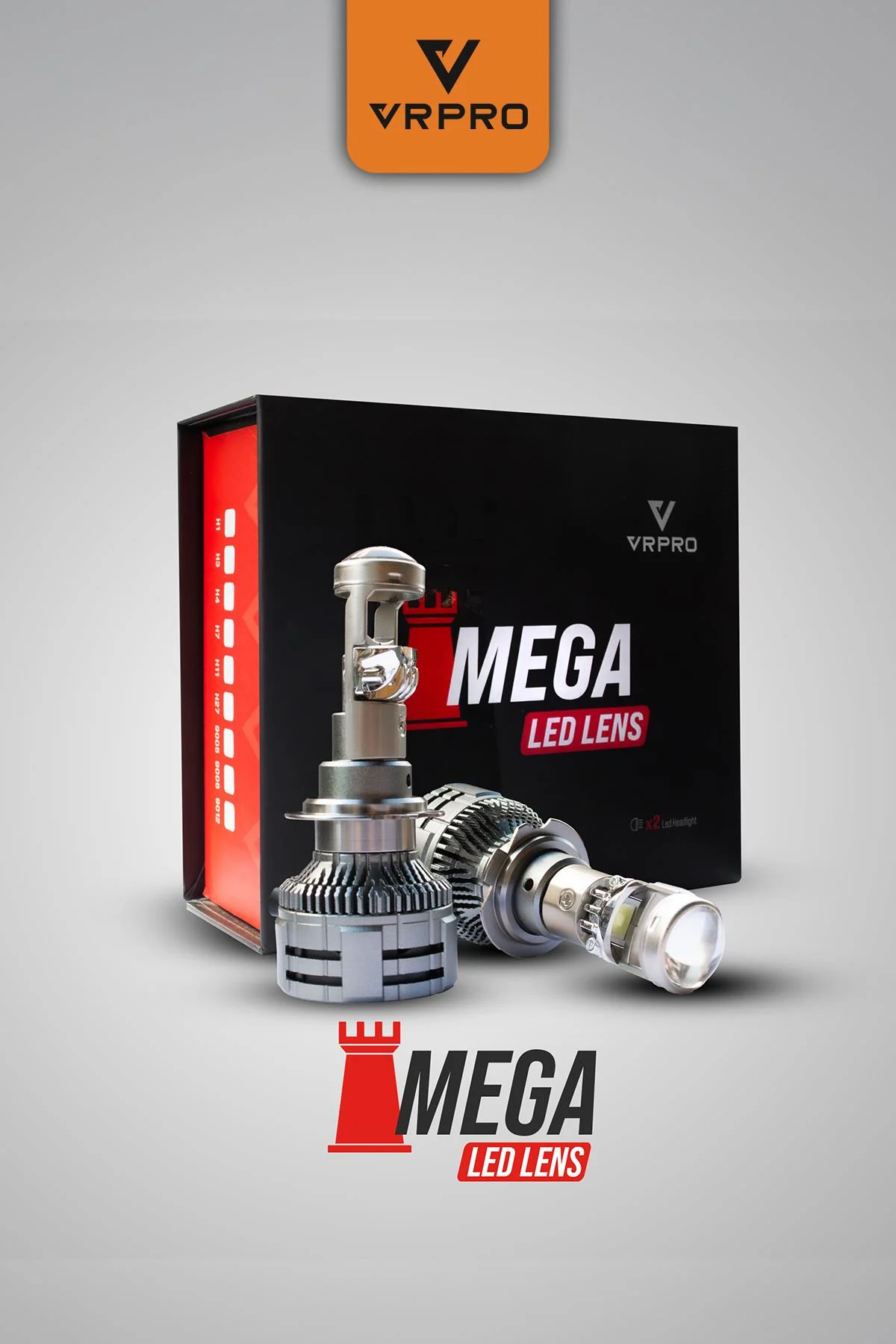 Vrpro H4 Mega Mercekli Led Far Ampulü 75w 22000 Lümen 6500k Beyaz Işık 1set