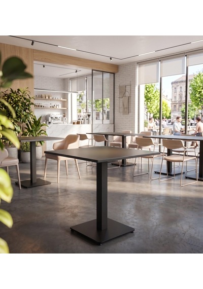 Kompakt Laminat Kare Cafe Retstoran Ve Ev Yemek Masası 60x60 Cm Füme Tablalı