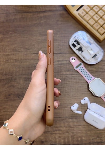 Samsung Galaxy A70 Uyumlu Premium Deri Dokulu Darbelere Karşı Dayanıklı Nazal Silikon Kılıf Kahverengi