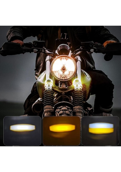 Kuru Kafa Şeklinde Motosiklet Led Spot Far Sürüş Sis Gidon Lambası 1 Adet Siyah