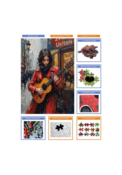 Nova Puzzle 1000 Parça Kırmızılı Gitarist Kadın Puzzle - 41195
