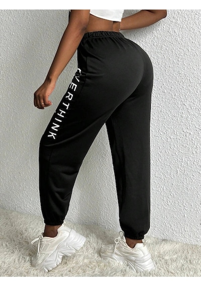 Slayr Letter Graphic Elastic Waist 4 Mevsim Eşofman Siyah