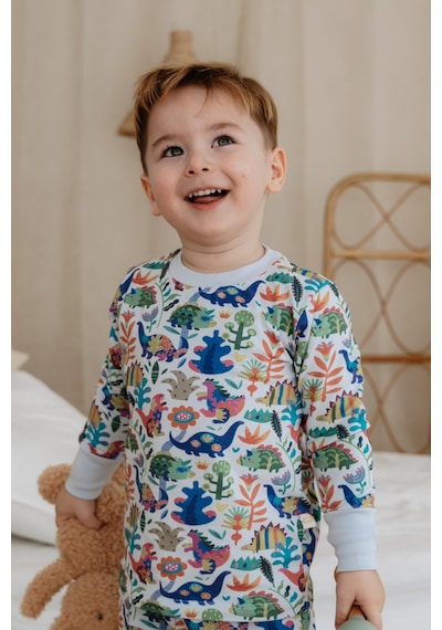 Oh La La Koala Dinozor Desenli Pijama Üst Mavi