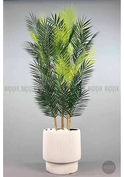Biçiçek Yapay Areka Palmi̇yesi̇ 48 Yapraklı 150 Cm Beyaz Vega Saksıda