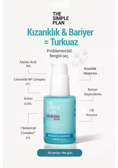 The Simple Plan Calm Hug Kızarıklık & Bariyer Bakım Seti - Serum + Tonik + Temizleyici Çanta Hediyeli 3'lü