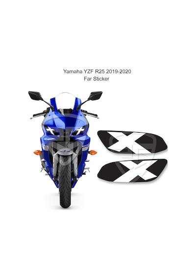 Yamaha Yzf R25 2019-2020 X Siyah Beyaz Far Sticker Far Gözü Far F Yamaha Yzf R25 2019-2020 X Siyah Beyaz Far Sticker Far Gözü Far F