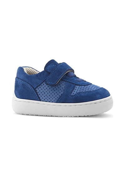 Rakerplus Bob Hakiki Deri Mavi Barefoot Cırtlı Lastikli Bebek Sneaker Ayakkabı