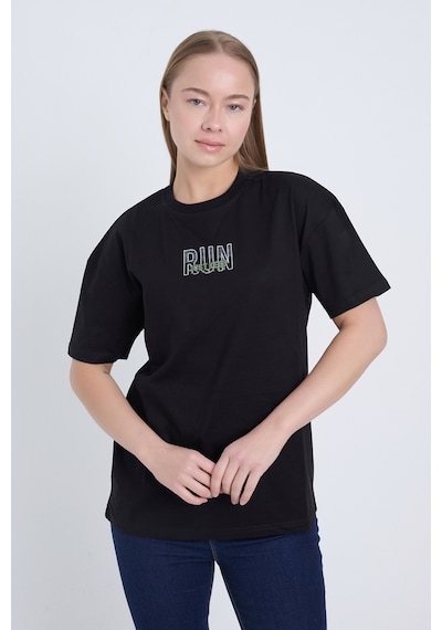 Velvoria Unisex Oversize Siyah Run T-shirt