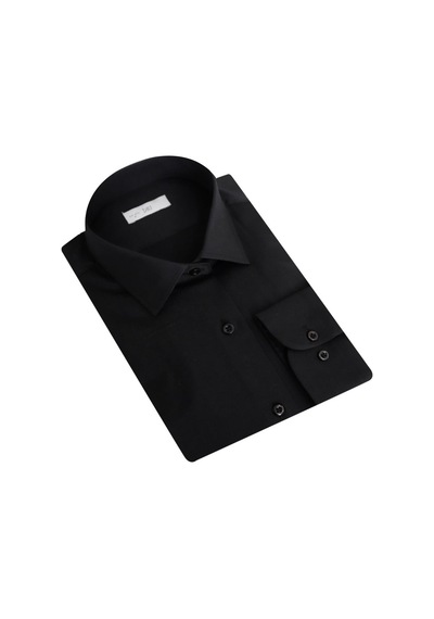 UKİ Uki Siyah Saten Slim Fit Klasik Gömlek SİYAH