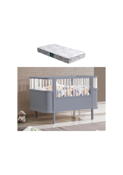 Mdf Beşik 130x90 Trend Büyüyen Beşik Antrasit + 1 Comfort Yatak Antrasit