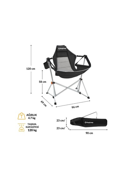 Kingcamp Orchid Salıncaklı Katlanır Kamp Sandalyesi Black/grey Çok Renkli