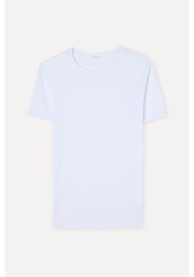 Mudo Erkek Erkek Beyaz Bisiklet Yaka T-shirt 1267101