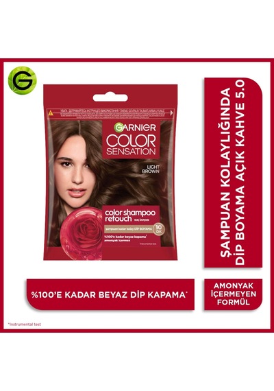 Color Shampoo Retouch Şampuan Kolaylığında Dip Boyası, Açık Kahve 5.0