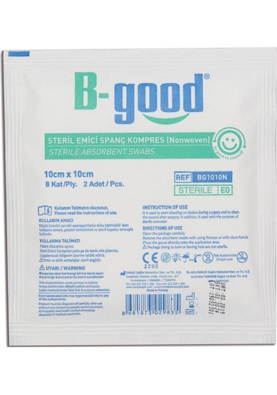 B-Good Steril Emici Spanç Kompres 10Cm*10Cm 2li
