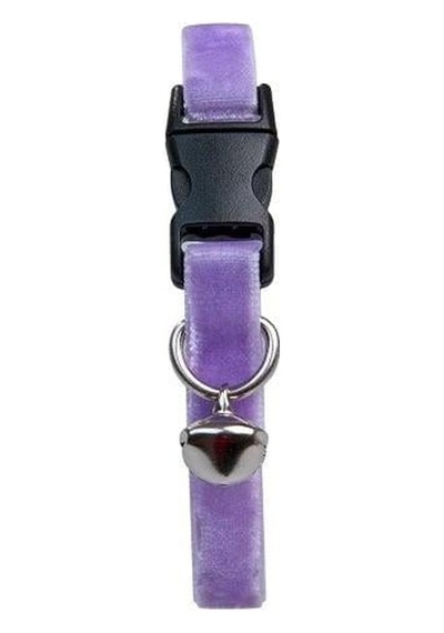 Kadife Zilli Ayarlanabilir Kedi Boyun Tasması 22-30 Cm Lila-18506