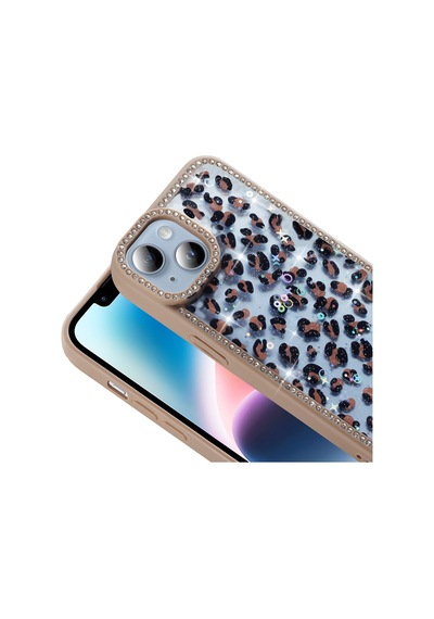 Apple Uyumlu iPhone 13 Kılıf Taşlı Ve Simli Tasarım Zore Azra Kapak Siyah