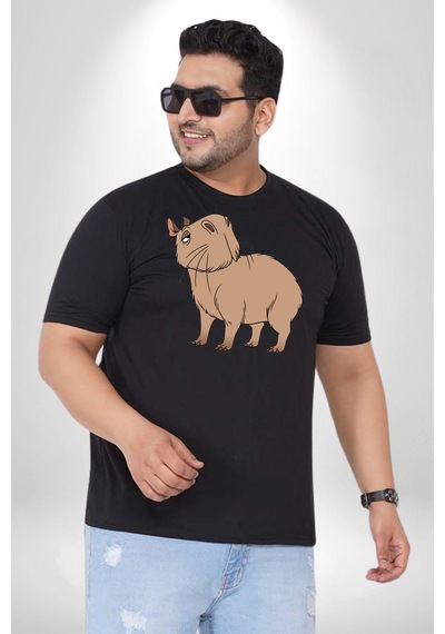 Angemiel Chispi Siyah Büyük Beden Erkek Kadın Unisex Basic Ön Baskılı Tişört Siyah