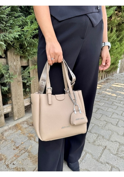 Just Polo Kadın Yeni Sezon 3 Bölmeli Yumuşak Deri Lüks Ve Şık Dokunuş El & Omuz Çantası Shoulder Bag Bej