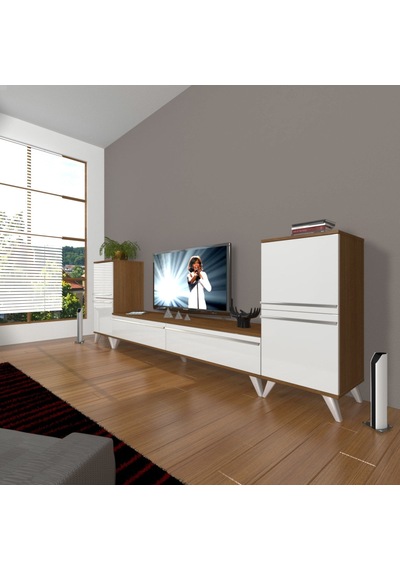 Decoraktiv Eko On2 Mdf Std Retro Tv Ünitesi Tv Sehpası - Ceviz Beyaz Ahşap - Beyaz Decoraktiv Eko On2 Mdf Std Retro Tv Ünitesi Tv Sehpası - Ceviz Beyaz Ahşap - Beyaz