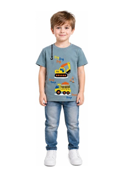 Yale Kids 1-4 Yaş Erkek Çocuk %95 Pamuklu Tişört Petrol Mavisi