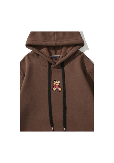 Altamira Unisex Ayıcık Baskılı Oversize Kapşonlu Sweatshirt 001
