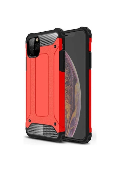 Kilifone - Apple Uyumlu iPhone 11 Pro Max - Kılıf Çift Katman Zırh Tank Crash Military Kapak - Kırmızı