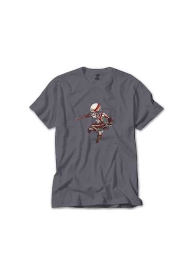 God Of War Kratos Cartoon Gri Tişört