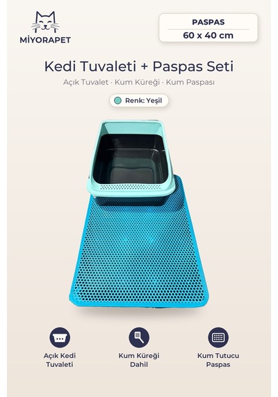 Açık Kedi Tuvaleti Paspas Kürek-yeşil