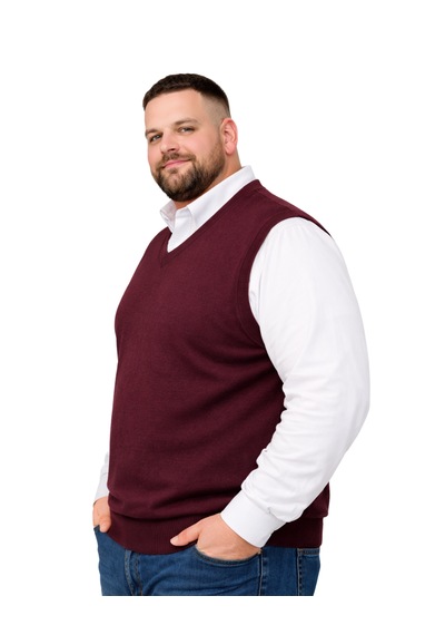 Battalmoda Erkek Büyük Beden Bordo V Yaka Süveter 3xl-4xl-5xl-6xl
