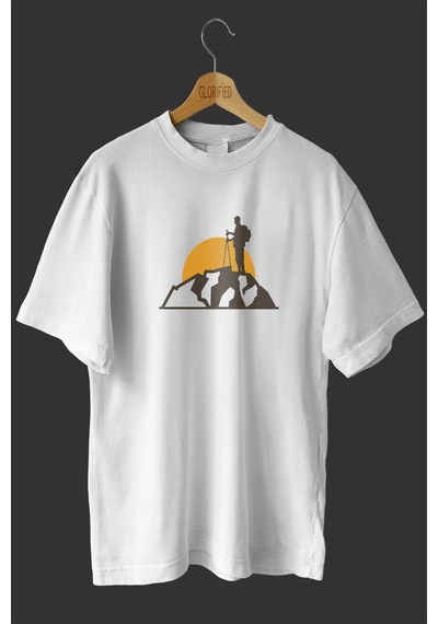 Noıssey -wed Dağcılık Tasarım Baskılı Oversize T-shirt Tişört Beyaz