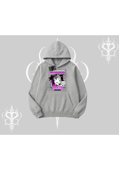 Kapşonlu Sweatshirt Games Schoolgirl Anime Baskılı Gri