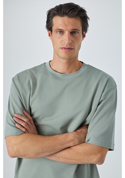 Grimelange Hıson Erkek Relaxed Bisiklet Yaka Kısa Kollu Yeşil T-shirt Yeşil