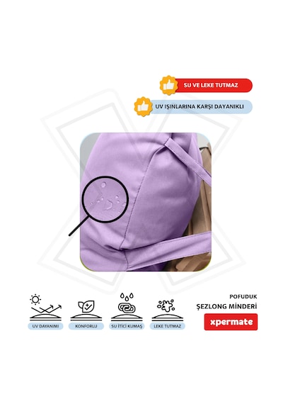 Xpermate Pofuduk Şezlong Minderi 60x180x12cm Su İtici, Lila