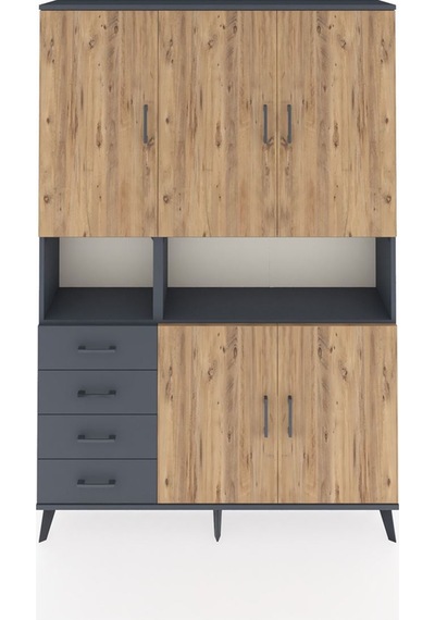 Arges Dolap 7 Raflı 4 Çekmeceli 5 Kapaklı 132x30x195 Antrasit... Antrasit