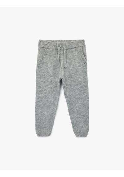Koton Beli Bağcıklı Basic Triko Pantolon Gri 6wmb90006tt Gri