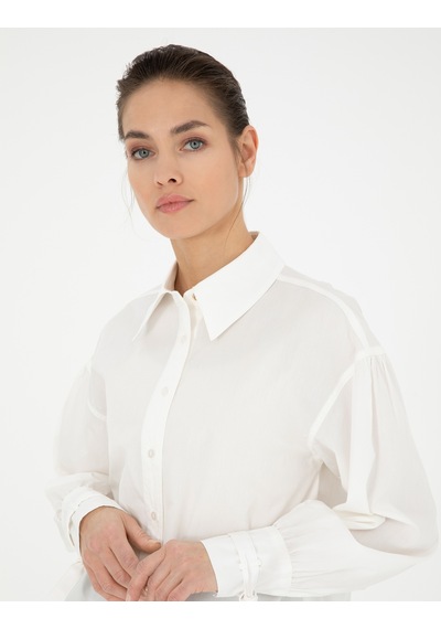 Pierre Cardin Kadın Beyaz Gömlek Desenli 50284669-vr013 Beyaz