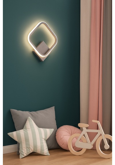 Nemo Modern Tasarım Gri Renk Gün Işığı Ledli Banyo - Mutfak - Salon Ledli Duvar Tekli Aplik Gri Gri