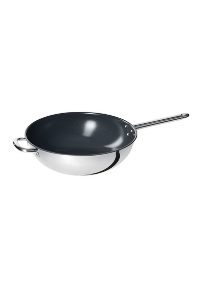 Wok Tava, Yapışmaz Kaplama-paslanmaz Çelik, 32 Cm Açık Bej